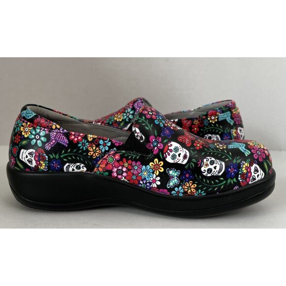 Alegria Women's Shoes Size 37 US 7 Floral Sugar Skull Ofrenda Kel-7574 Clogs - Picture 7 of 10